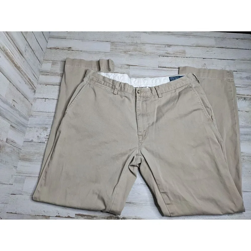 Polo Ralph Lauren Chino Pants 36x32 Beige Tan Classic Fit Flat Front 5 pocket‎